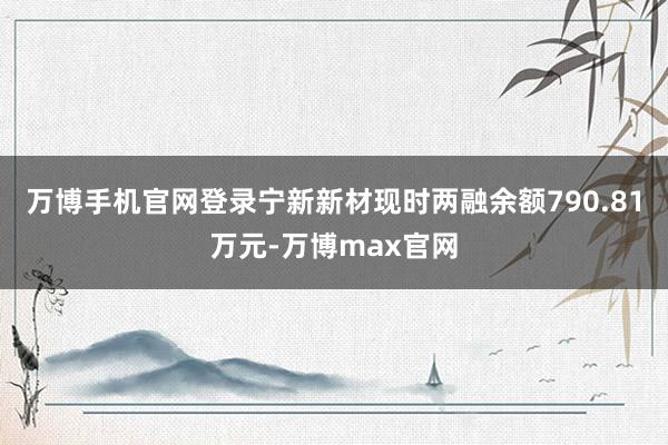 万博手机官网登录宁新新材现时两融余额790.81万元-万博max官网