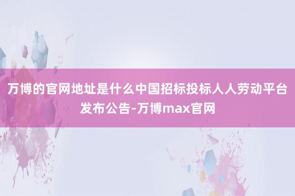 万博的官网地址是什么中国招标投标人人劳动平台发布公告-万博max官网