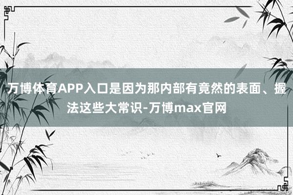 万博体育APP入口是因为那内部有竟然的表面、握法这些大常识-万博max官网