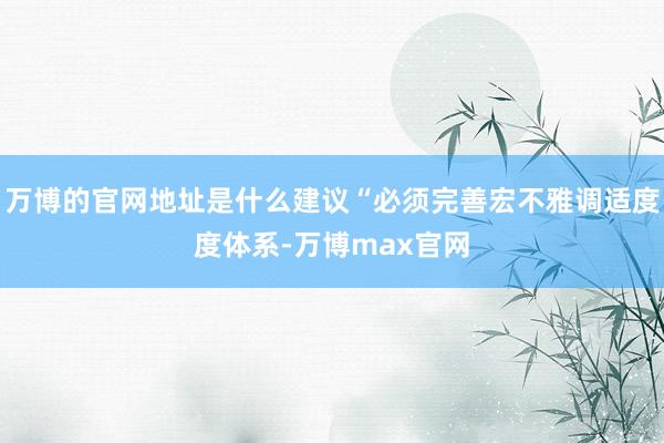 万博的官网地址是什么建议“必须完善宏不雅调适度度体系-万博max官网