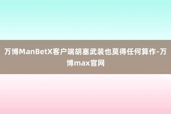 万博ManBetX客户端胡塞武装也莫得任何算作-万博max官网